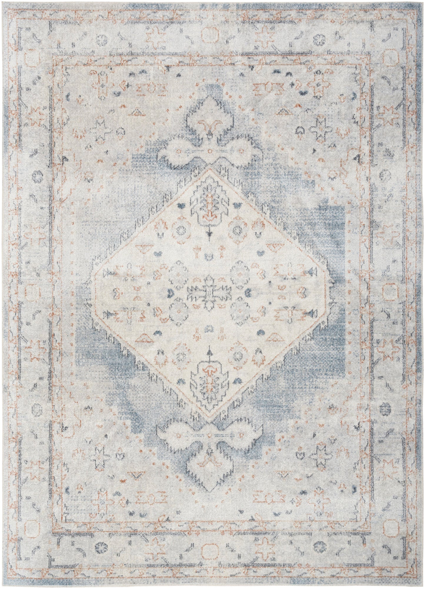 Nourison Home Astra Machine Washable ASW11 Light Blue Traditional Power-loomed Rug
