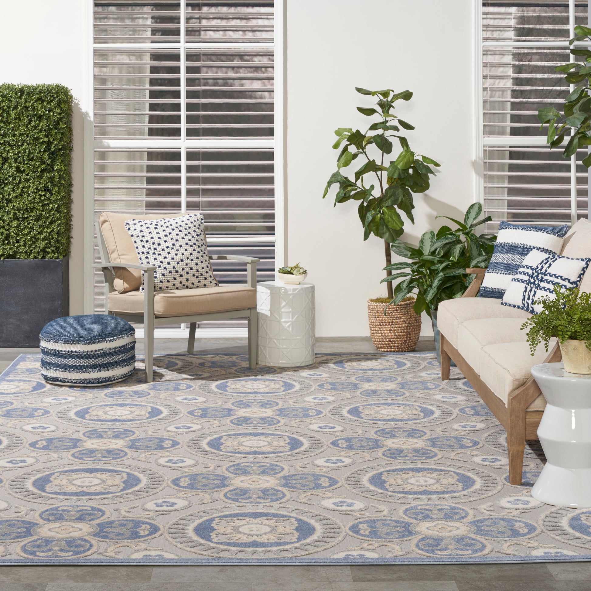 Nourison Home Aloha  Blue Grey  Contemporary