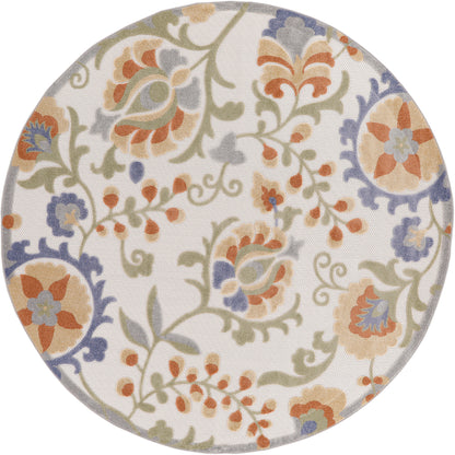 Nourison Home Aloha ALH17 Ivory Blue Contemporary Power-loomed Rugs
