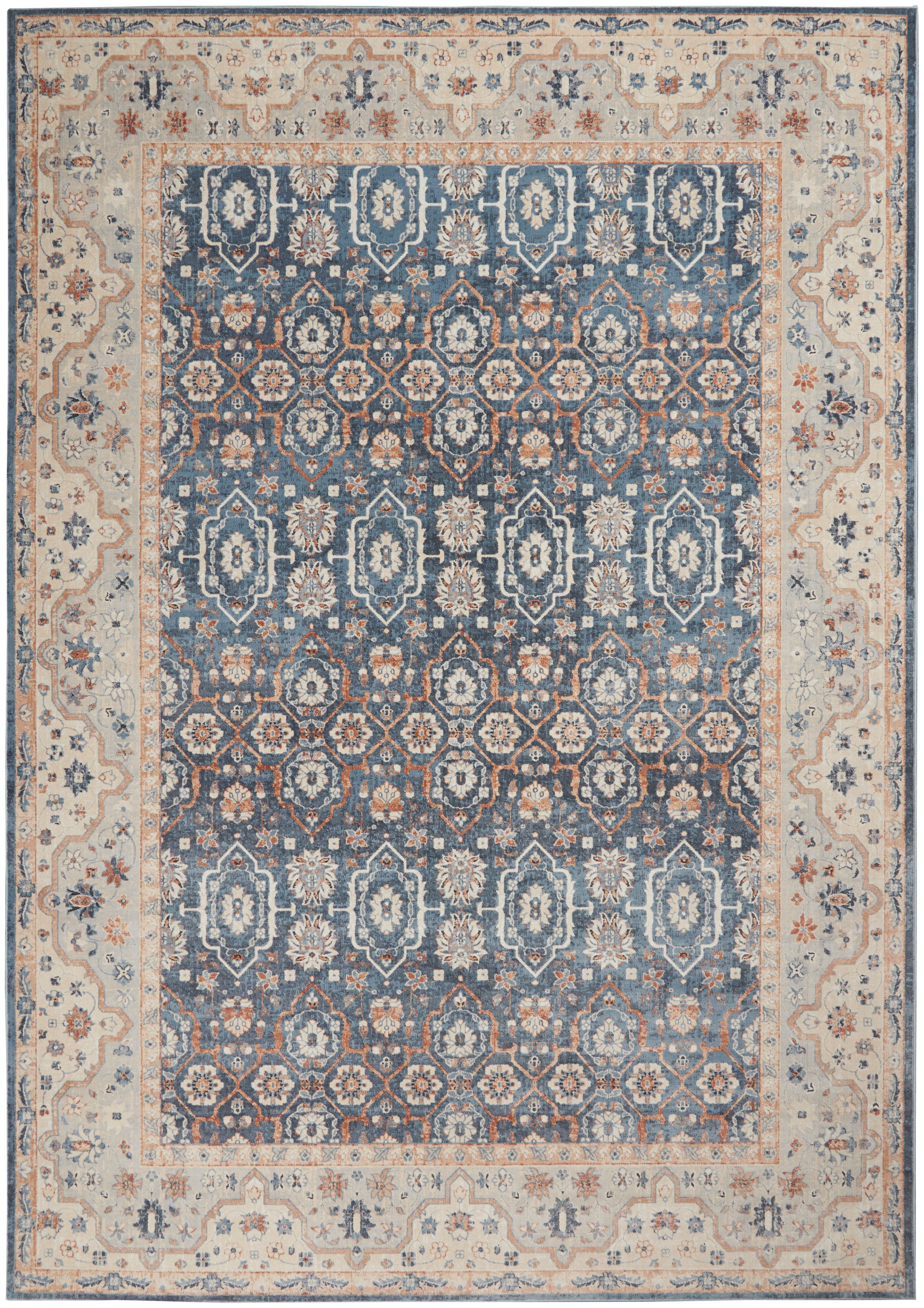 Nourison Home Malta MAI14 Blue Grey Traditional Power-loomed Rug ...