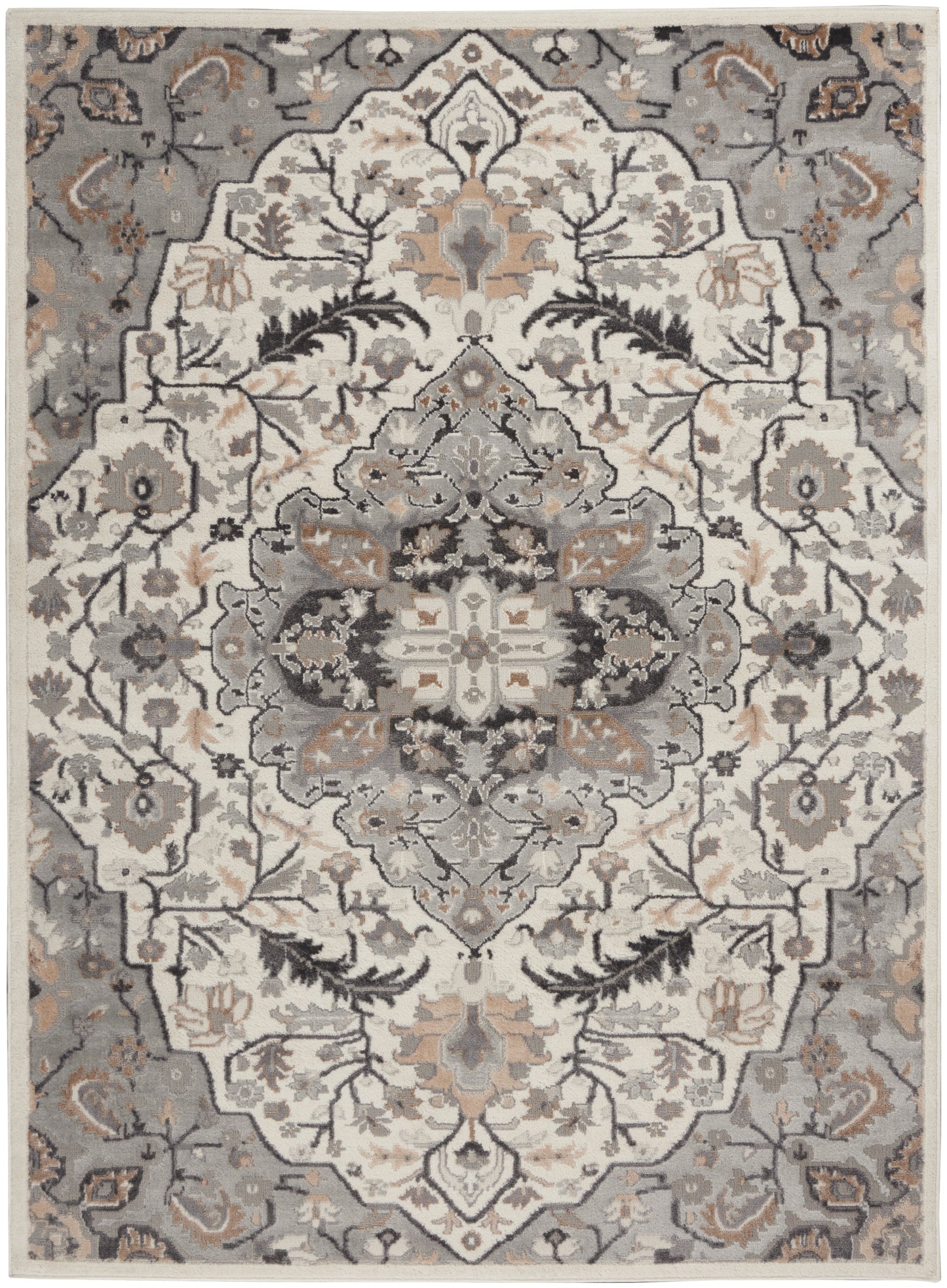 Nourison Home Elation ETN09 Ivory Grey Traditional Power-loomed Rug
