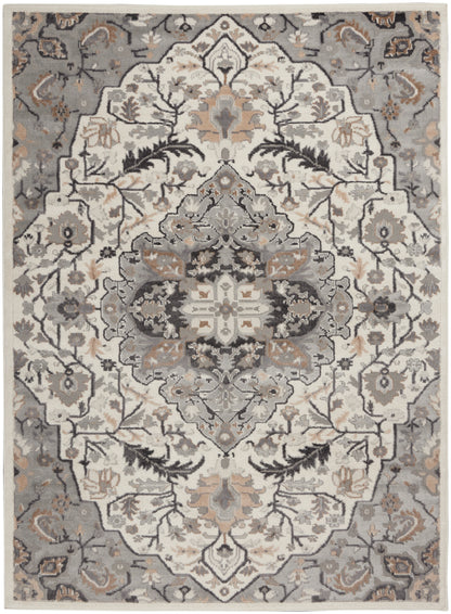 Nourison Home Elation ETN09 Ivory Grey Traditional Power-loomed Rug