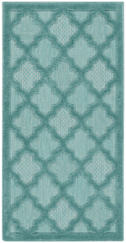 Nourison Home Easy Care NES01 Aqua Teal Contemporary Flat Weave Rug
