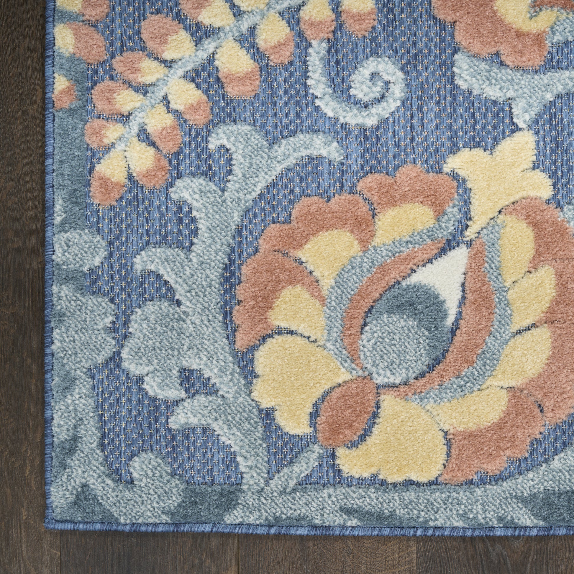 Nourison Home Aloha  Blue Rose  Contemporary