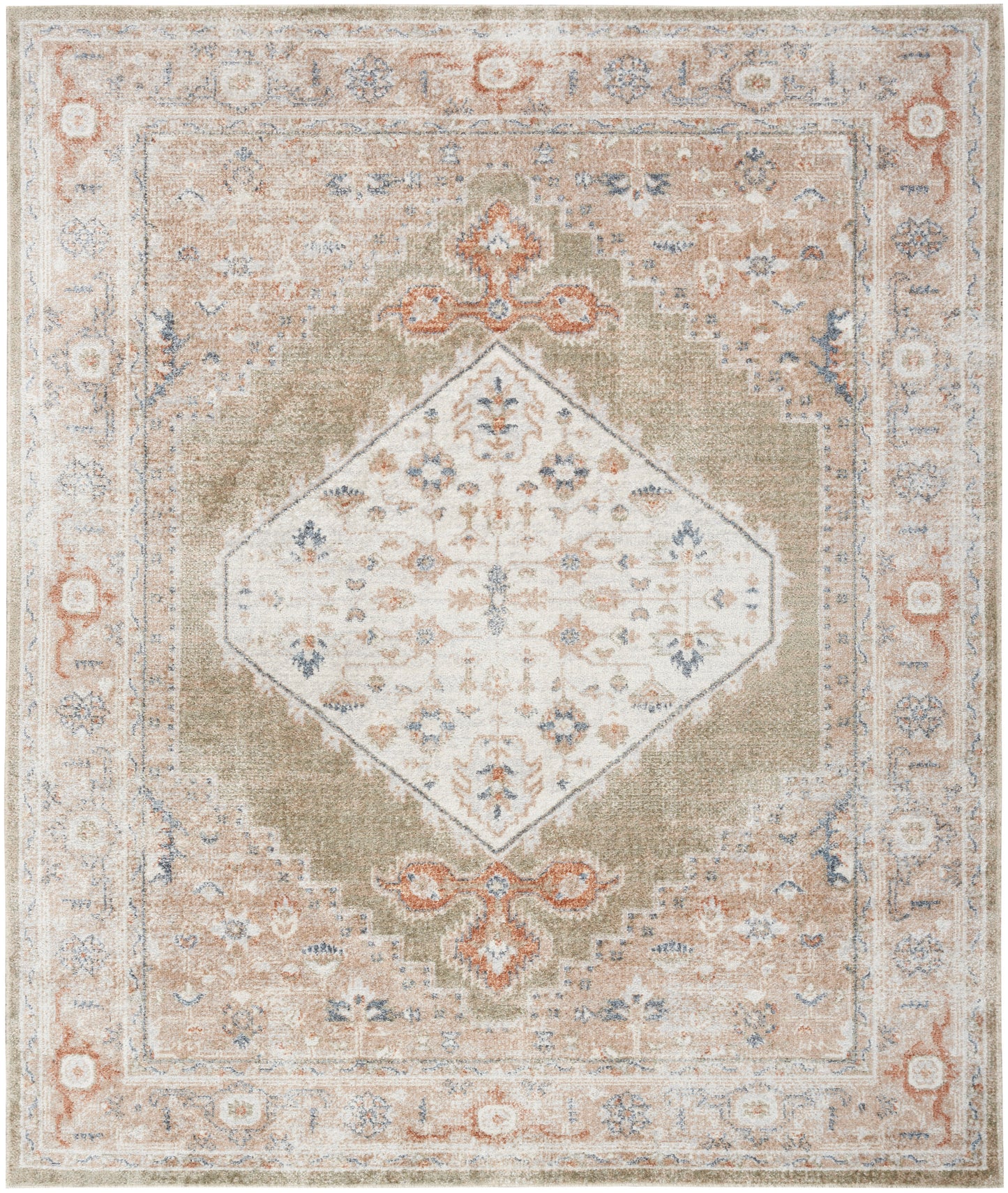 Nourison Home Astra Machine Washable ASW11 Sage Multi Traditional Power-loomed Rug