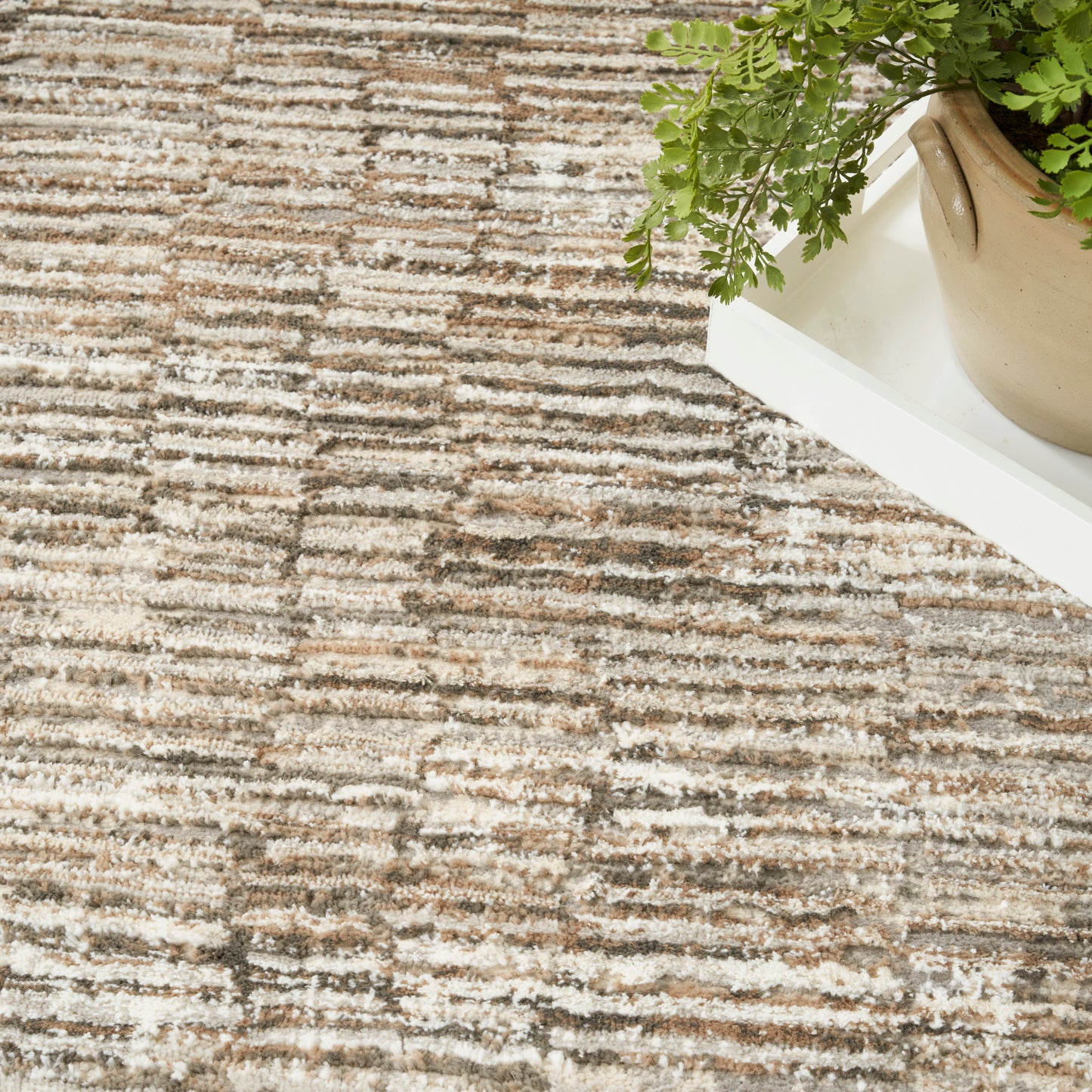 Nourison Home Sustainable Trends  Ivory Mocha  Contemporary