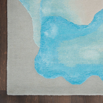 Nourison Home Prismatic  Sea Mist Blue  Contemporary