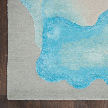 Nourison Home Prismatic  Sea Mist Blue  Contemporary