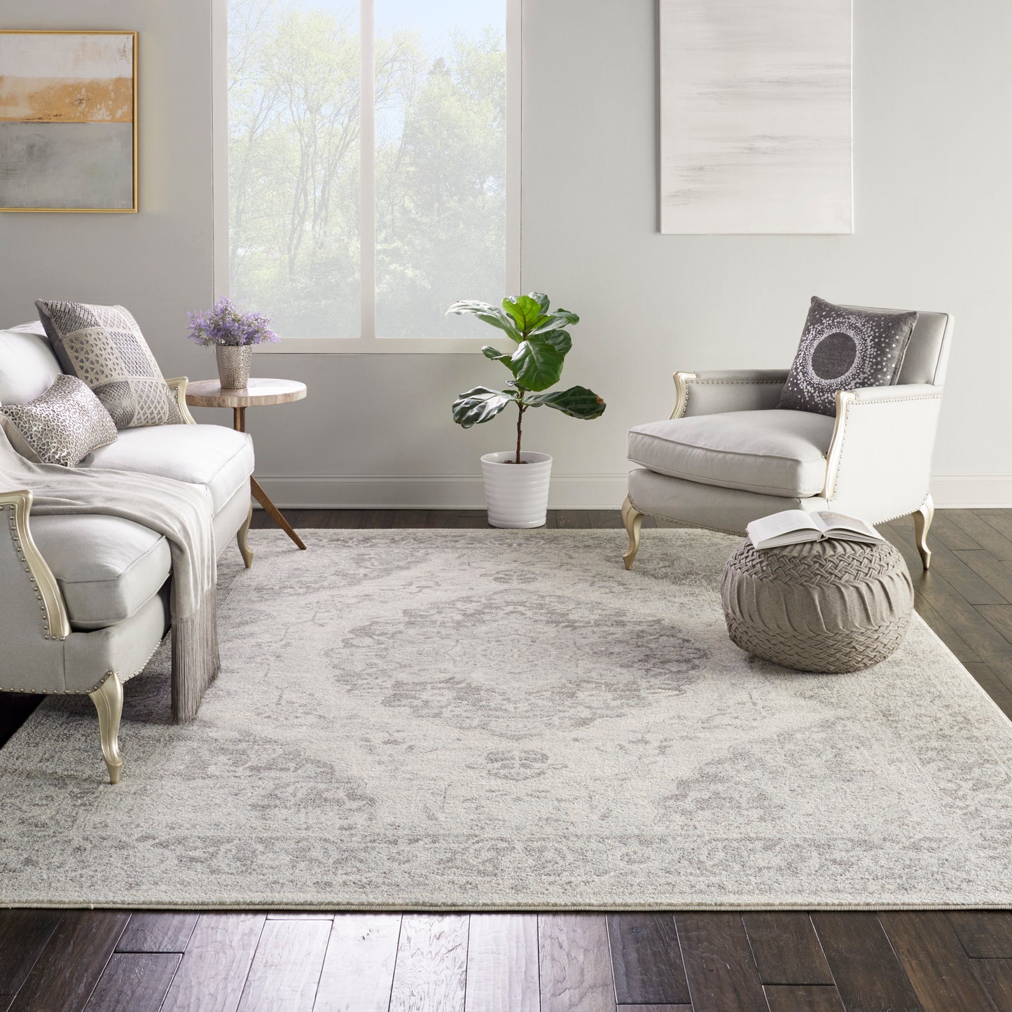 Nourison Home Tranquil  Ivory Grey  Traditional