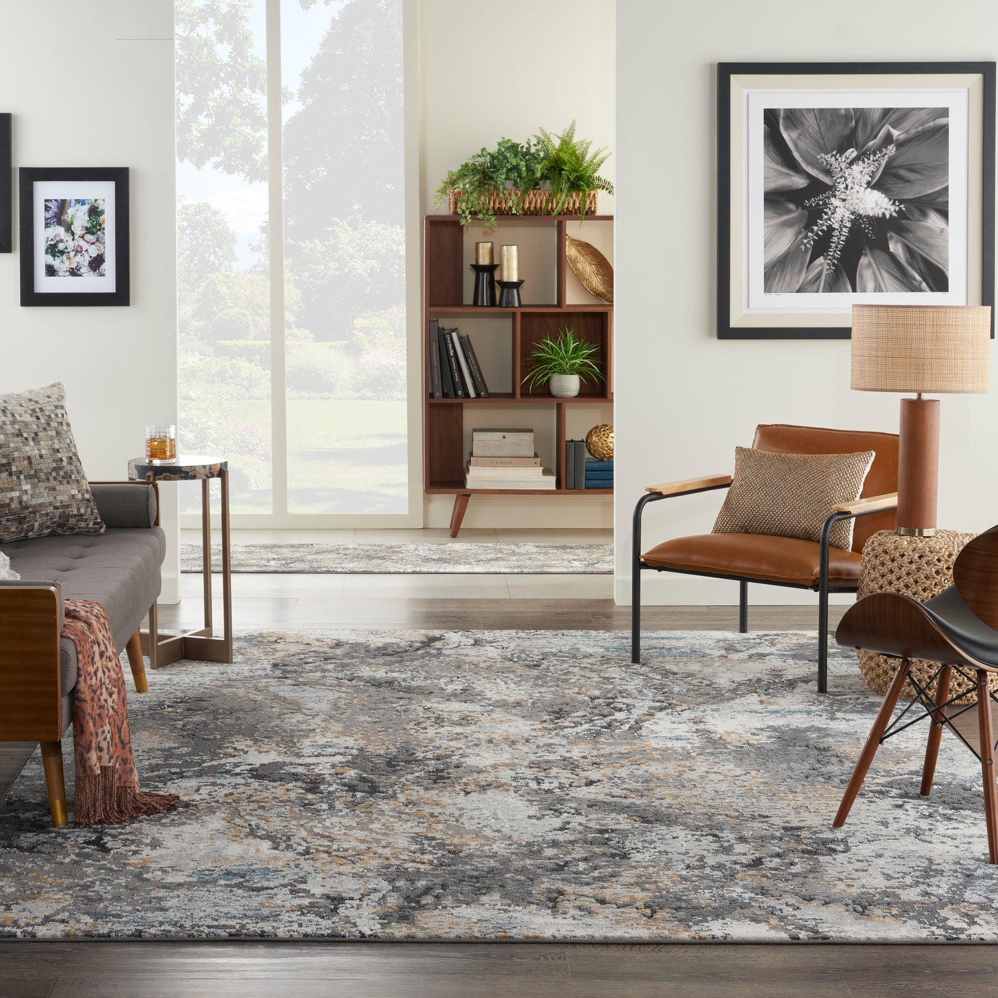 Nourison Home Tangra  Grey Multicolor  Contemporary