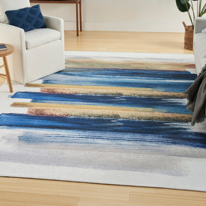 Nourison Home Nourison Washables  Blue Multicolor  Contemporary