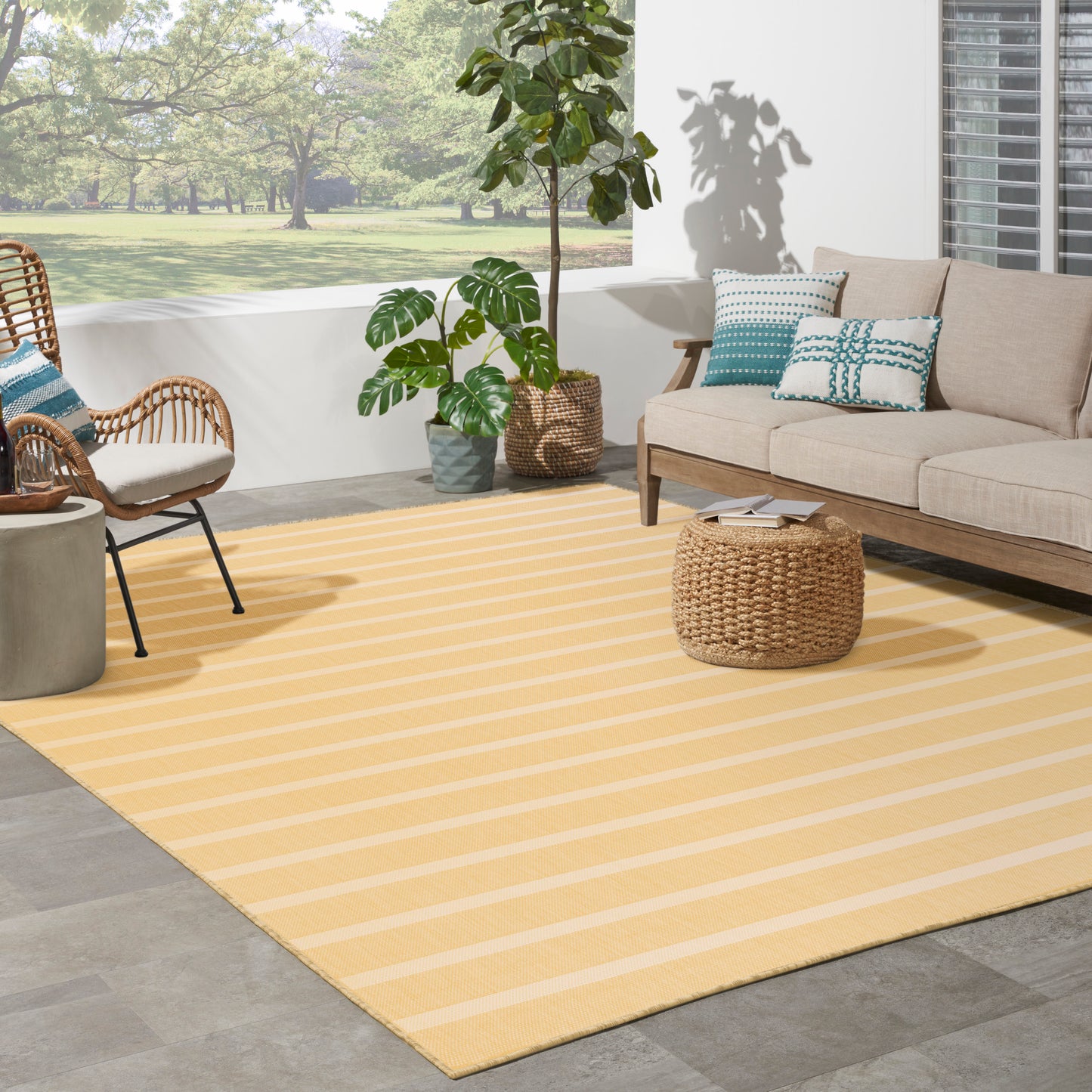 Nourison Home Positano  Yellow Ivory  Contemporary