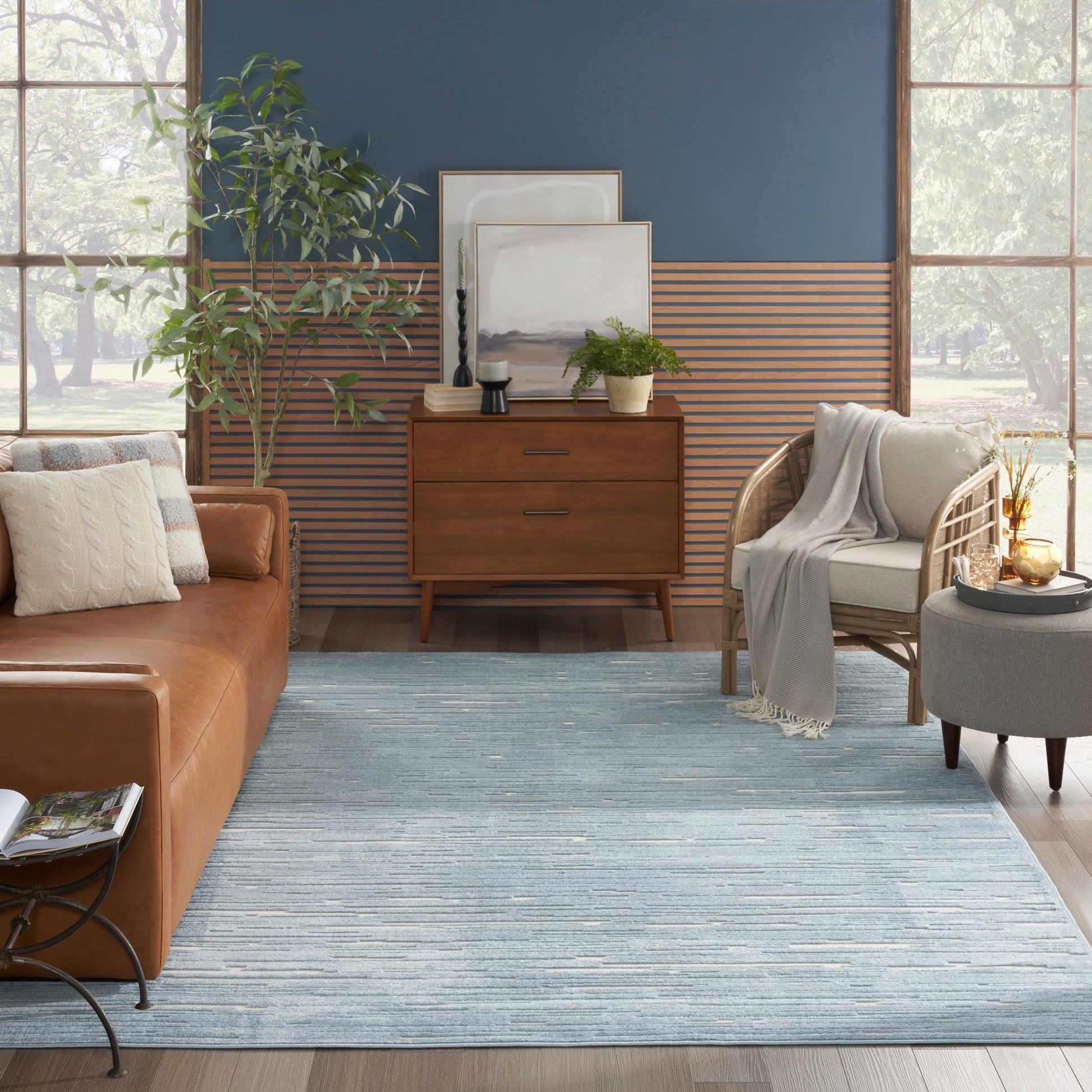 Nourison Home Care Free  Blue  Contemporary
