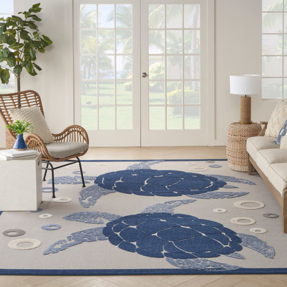 Nourison Home Aloha  Navy Blue  Contemporary