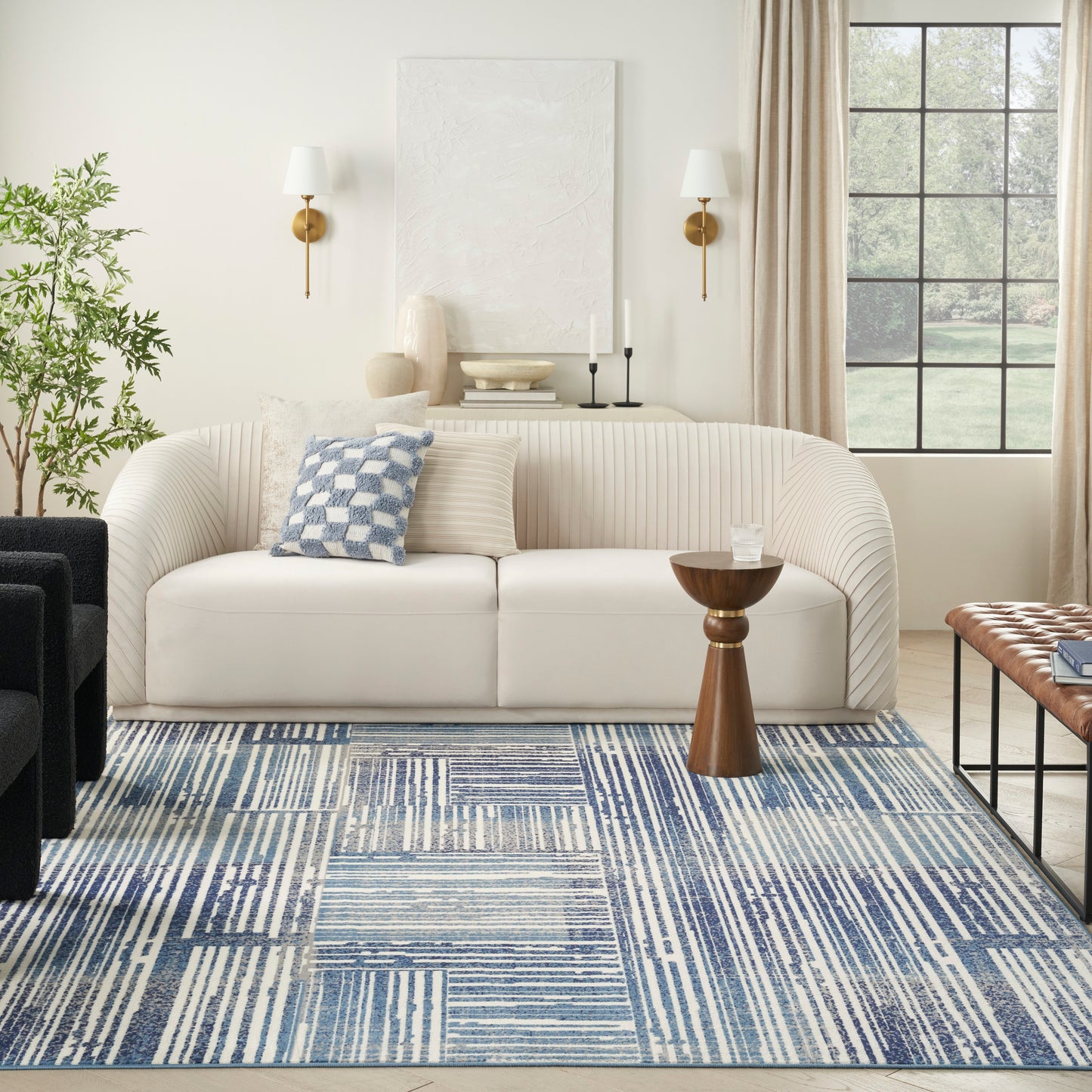 Nourison Home Grafix  Blue Grey  Contemporary