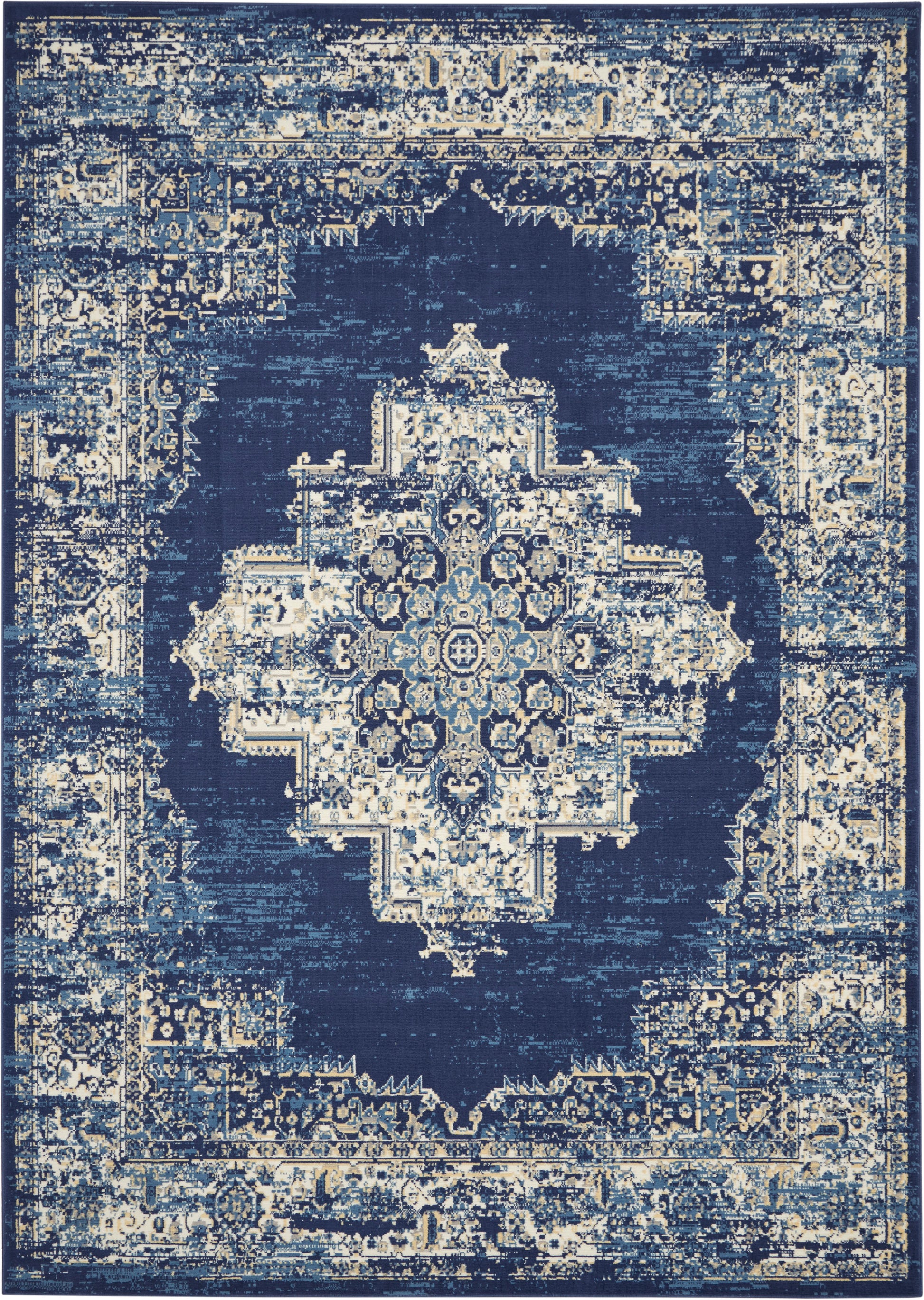 Nourison Home Grafix  Navy Blue  Transitional