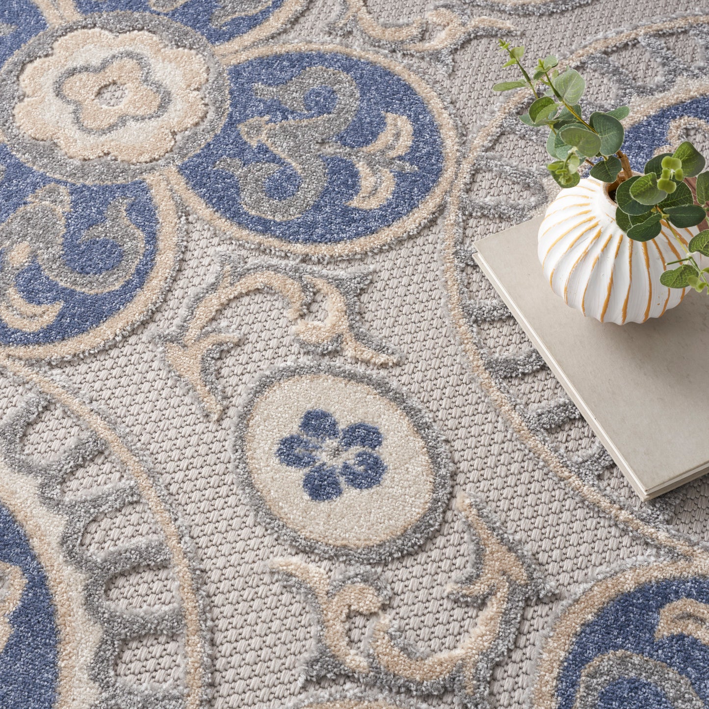 Nourison Home Aloha  Blue Grey  Contemporary