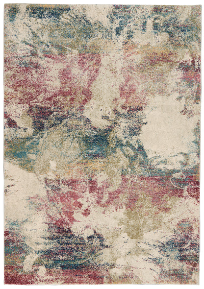 Nourison Home Fusion FSS17 Cream Multicolor Contemporary Power-loomed Rug