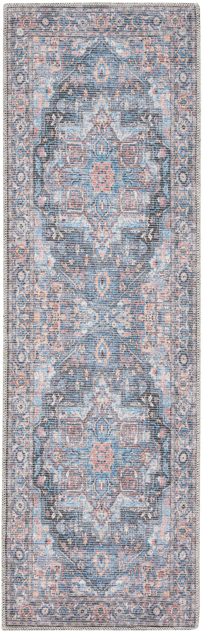 Nourison Home New Concept Washables SR101 Light Blue Multicolr Traditional Machine Woven Rug