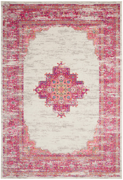 Nourison Home Passion PSN03 Ivory Fuchsia Transitional Power-loomed Rugs