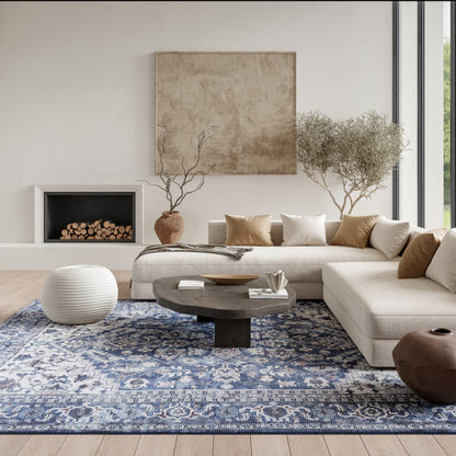Nourison Home New Concept Washables  Navy Ivory  Traditional