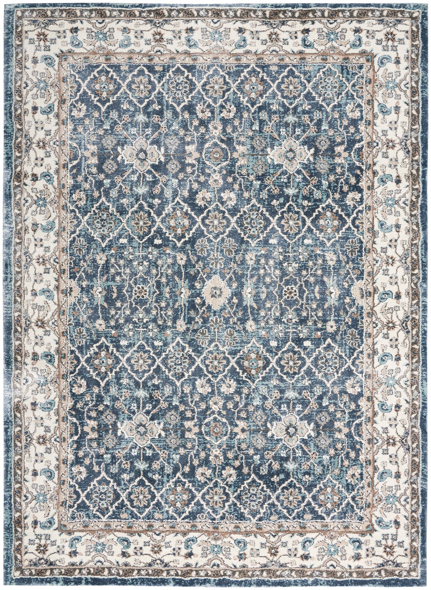 Nourison Home American Manor AMR01 Blue Ivory Traditional Power-loomed Rug