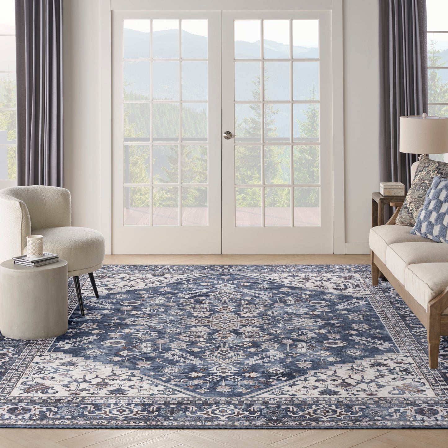 Nourison Home New Concept Washables  Navy Ivory  Traditional