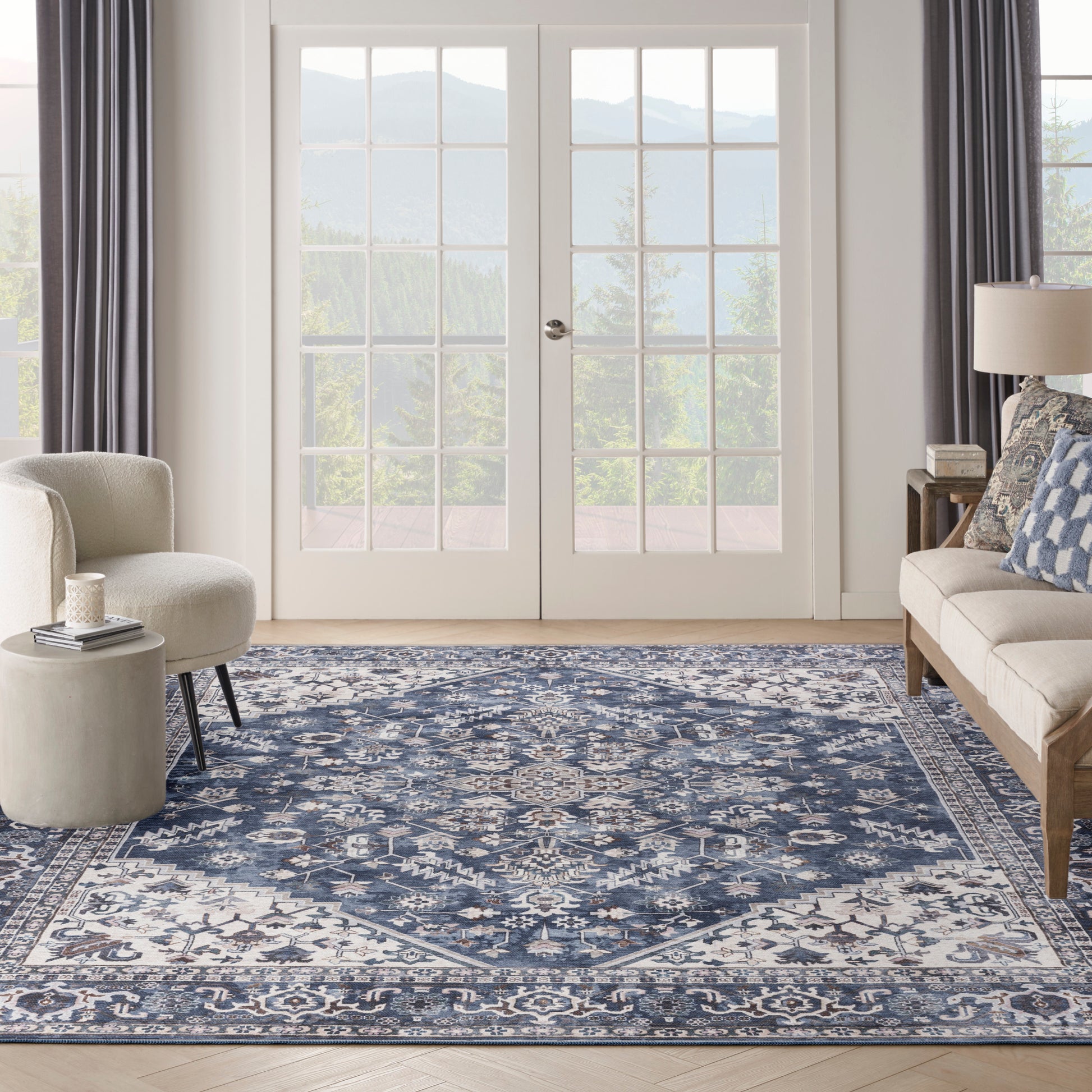 Nourison Home New Concept Washables  Navy Ivory  Traditional