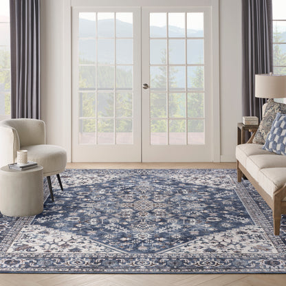Nourison Home New Concept Washables  Navy Ivory  Traditional