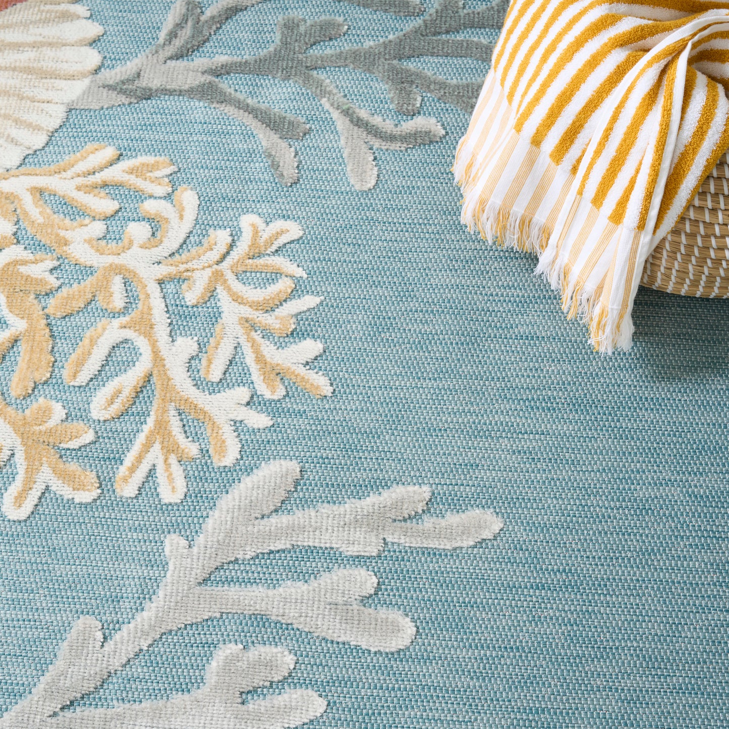 Nourison Home Suncoast  Teal Multicolor  Contemporary