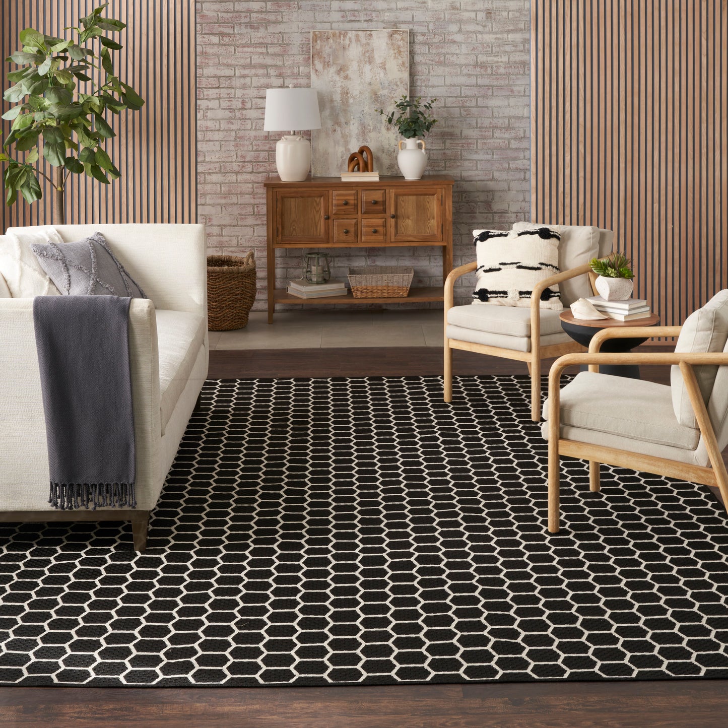 Nourison Home Twist Reversible  Black  Contemporary