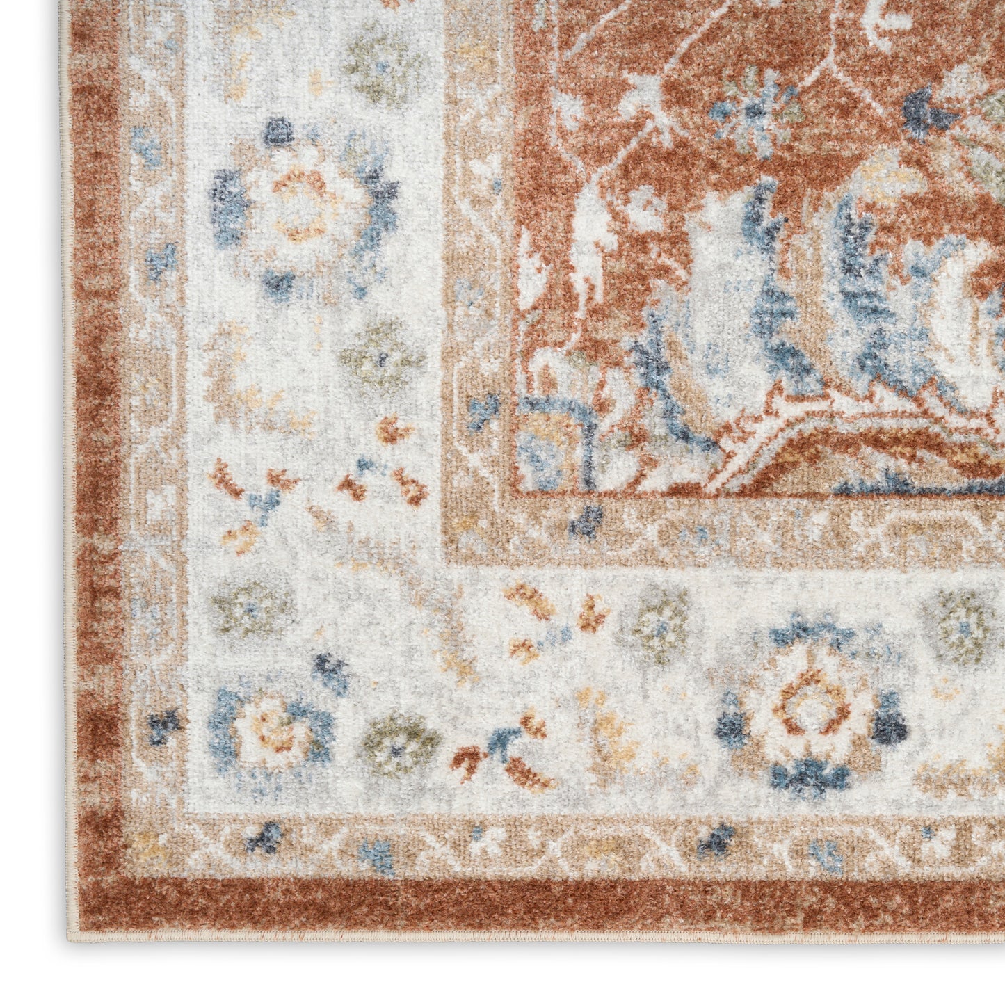 Nourison Home Astra Machine Washable  Rust Ivory  Traditional