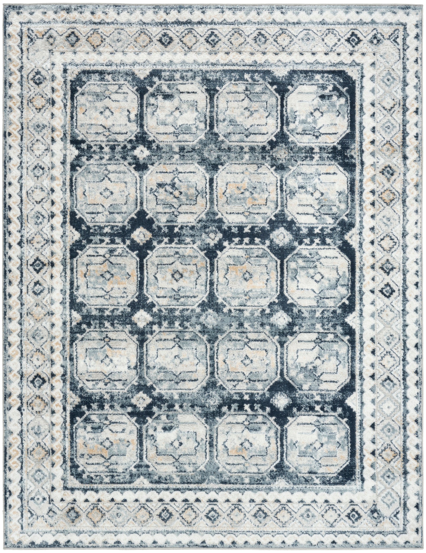 Nourison Home Dekor DEK01 Grey Navy Traditional Machine Woven Rug