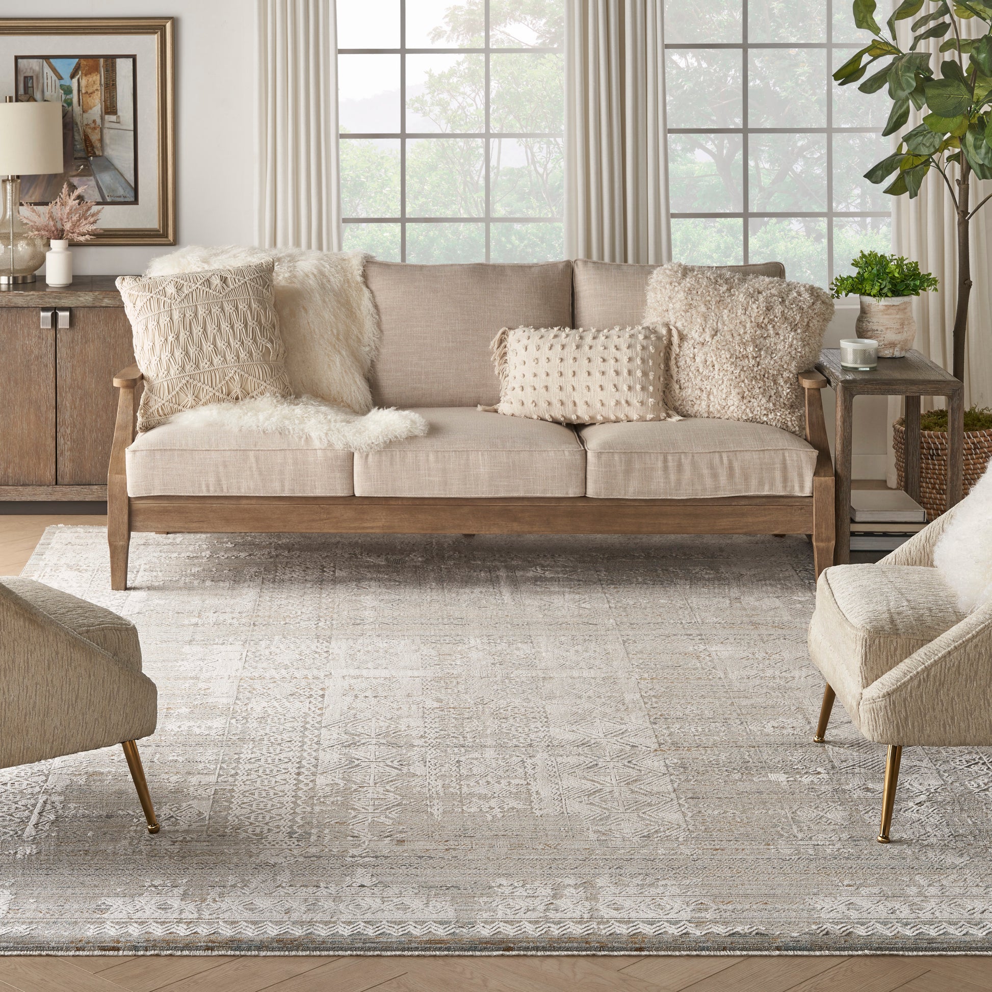 Nourison Home Lynx  Ivory Multicolor  Transitional