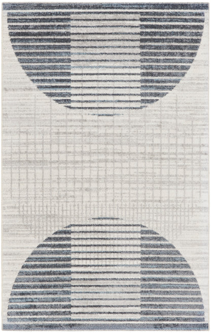 Nourison Home Astra Machine Washable ASW03 Ivory Blue Contemporary Power-loomed Rug