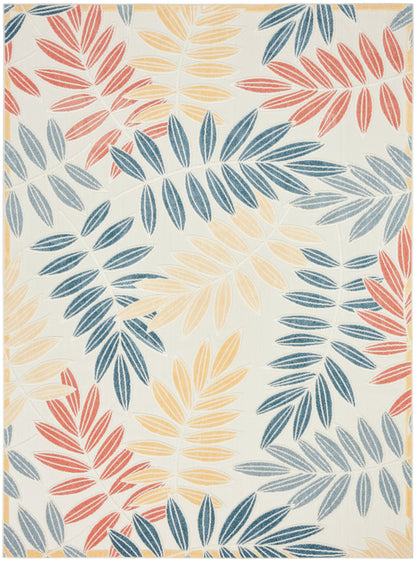 Nourison Home Aloha ALH18 Ivory Blue Contemporary Power-loomed Rugs