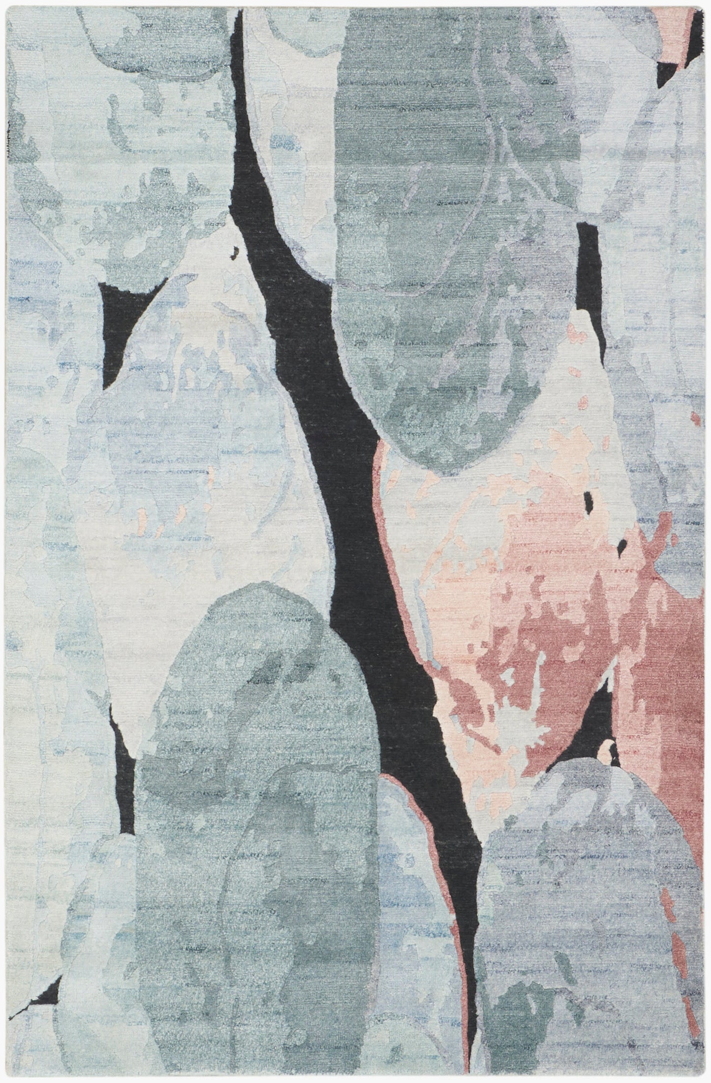 Nourison Home Silk Shadows SHA25 Blue Pink Contemporary Hand Knotted Rug