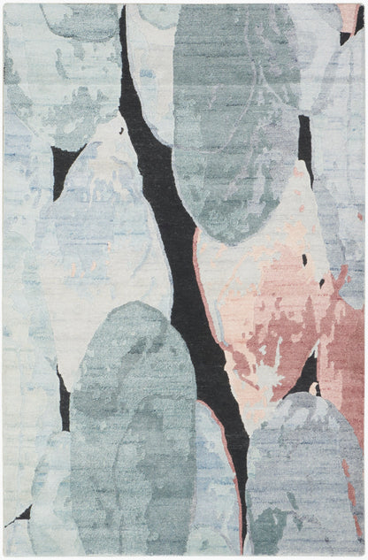 Nourison Home Silk Shadows SHA25 Blue Pink Contemporary Knotted Rug