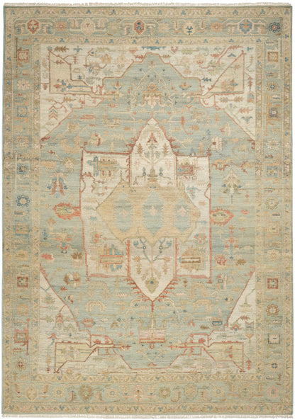 Nourison Home Heritage Vine HTV03 Light Blue Traditional Hand Knotted Rug