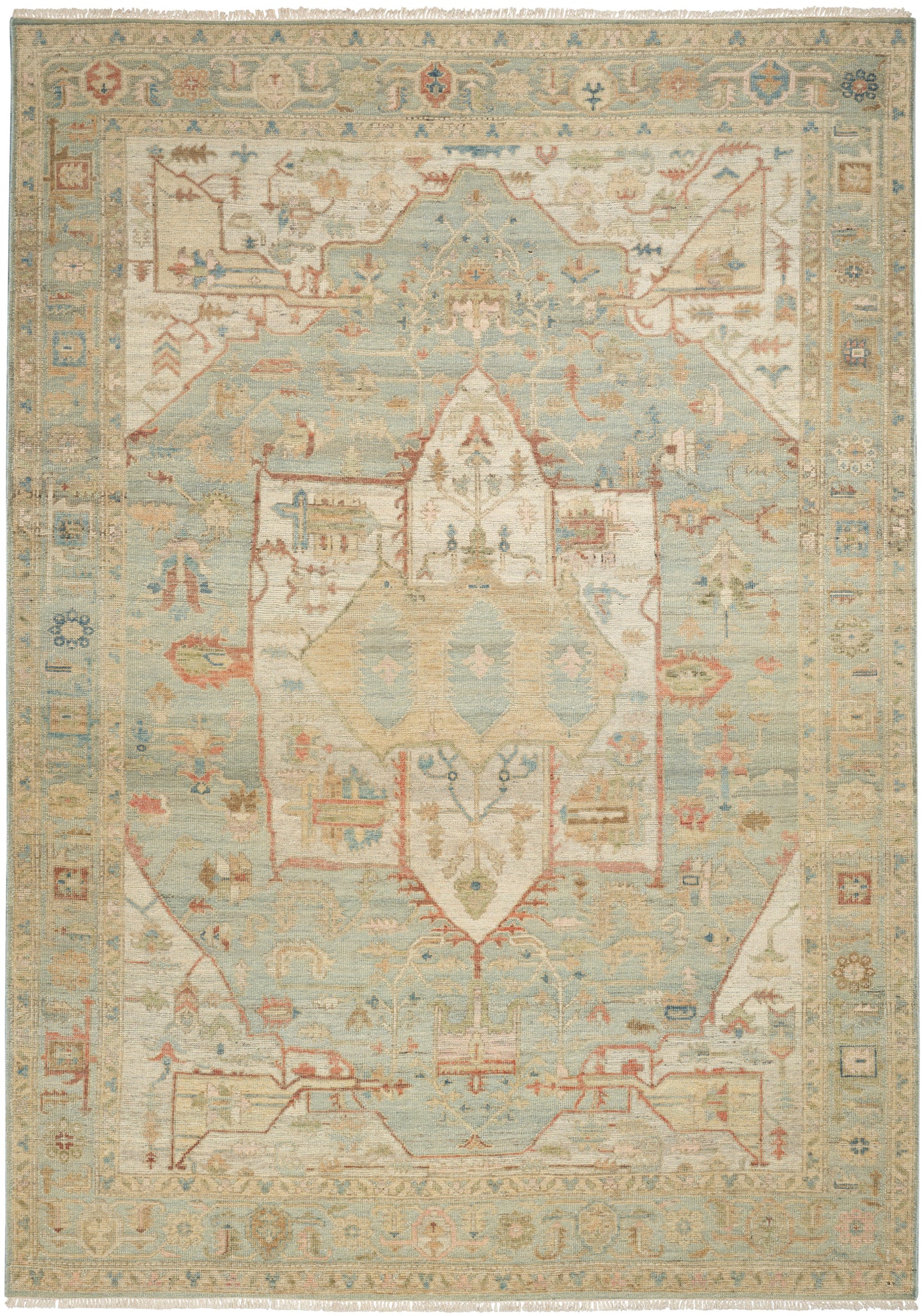 Nourison Home Heritage Vine HTV03 Light Blue Traditional Hand Knotted Rug