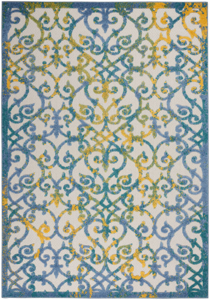 Nourison Home Aloha ALH21 Ivory Blue Contemporary Power-loomed Rugs