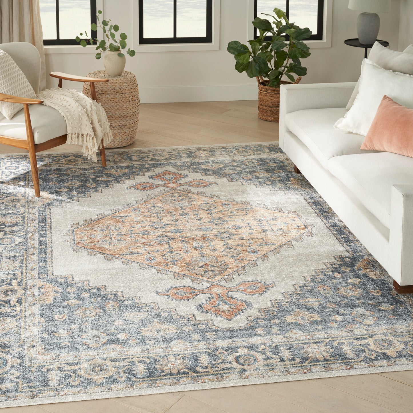 Nourison Home Astra Machine Washable  Grey Gold  Traditional