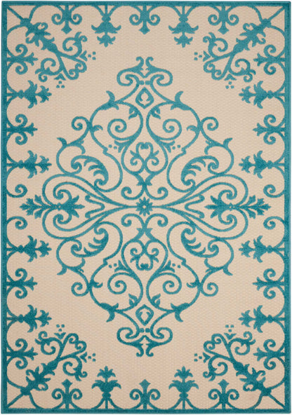 Nourison Home Aloha ALH12 Aqua Contemporary Power-loomed Rugs