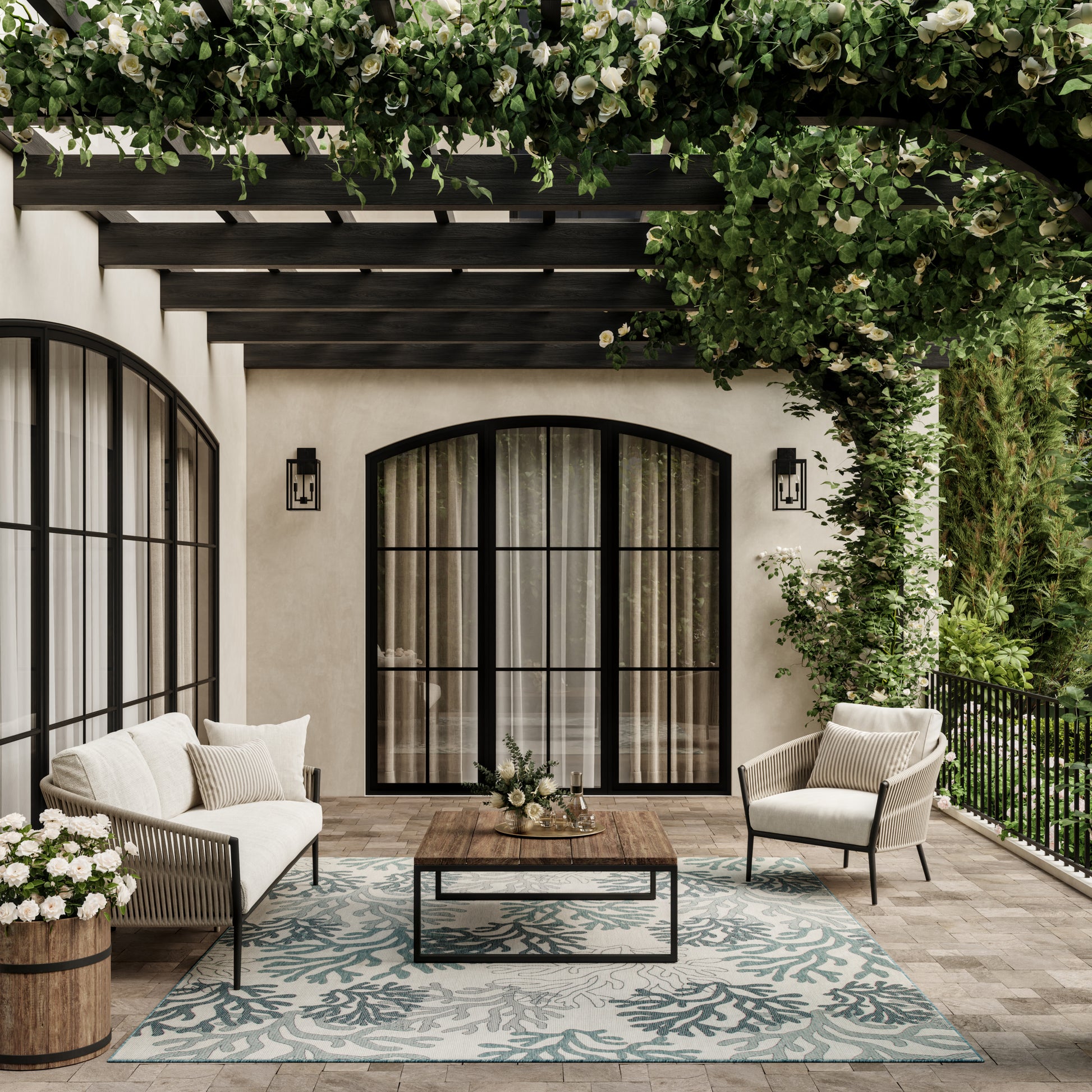 Nourison Home Garden Oasis  Blue  Contemporary