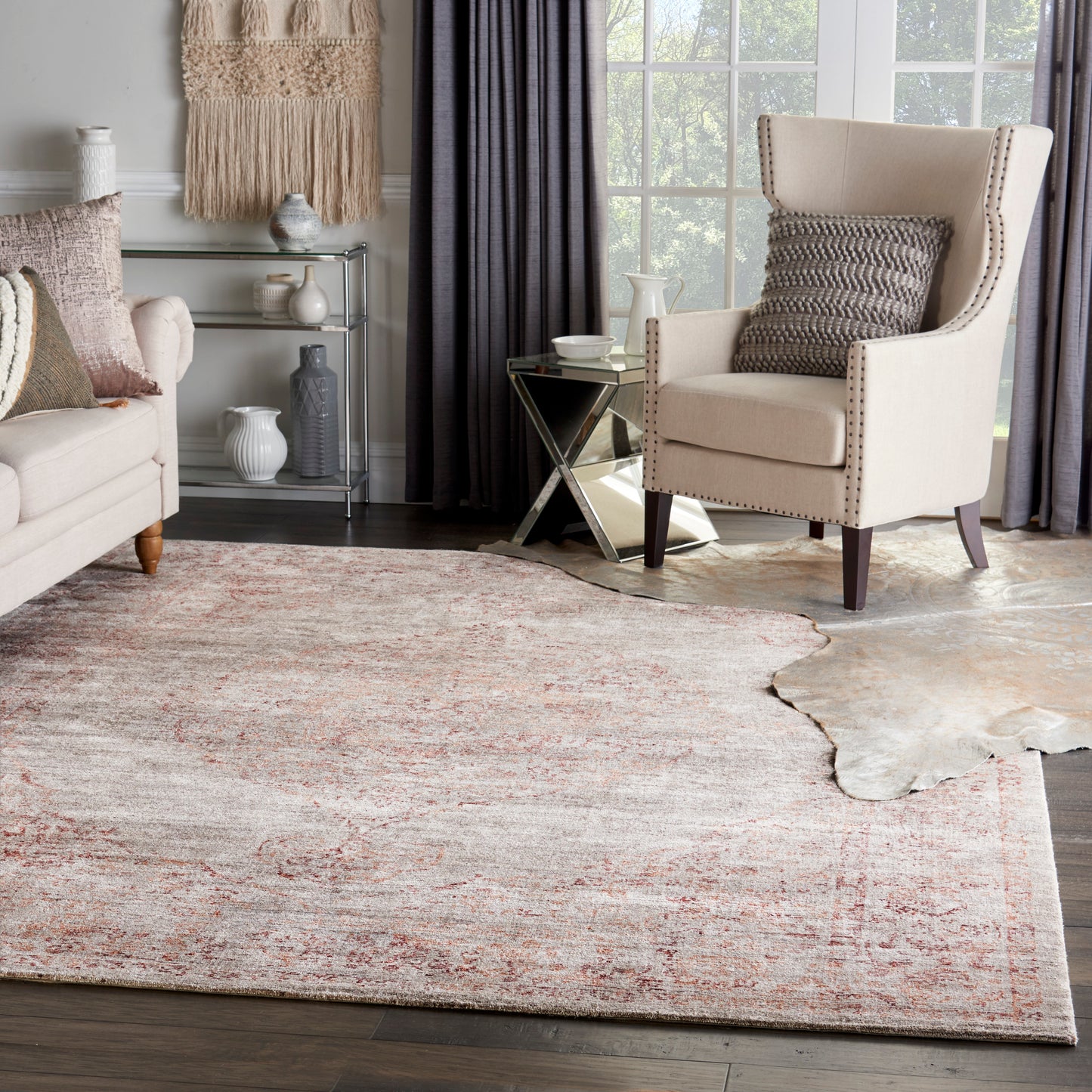 Nourison Home Lucent  Silver Red  Transitional