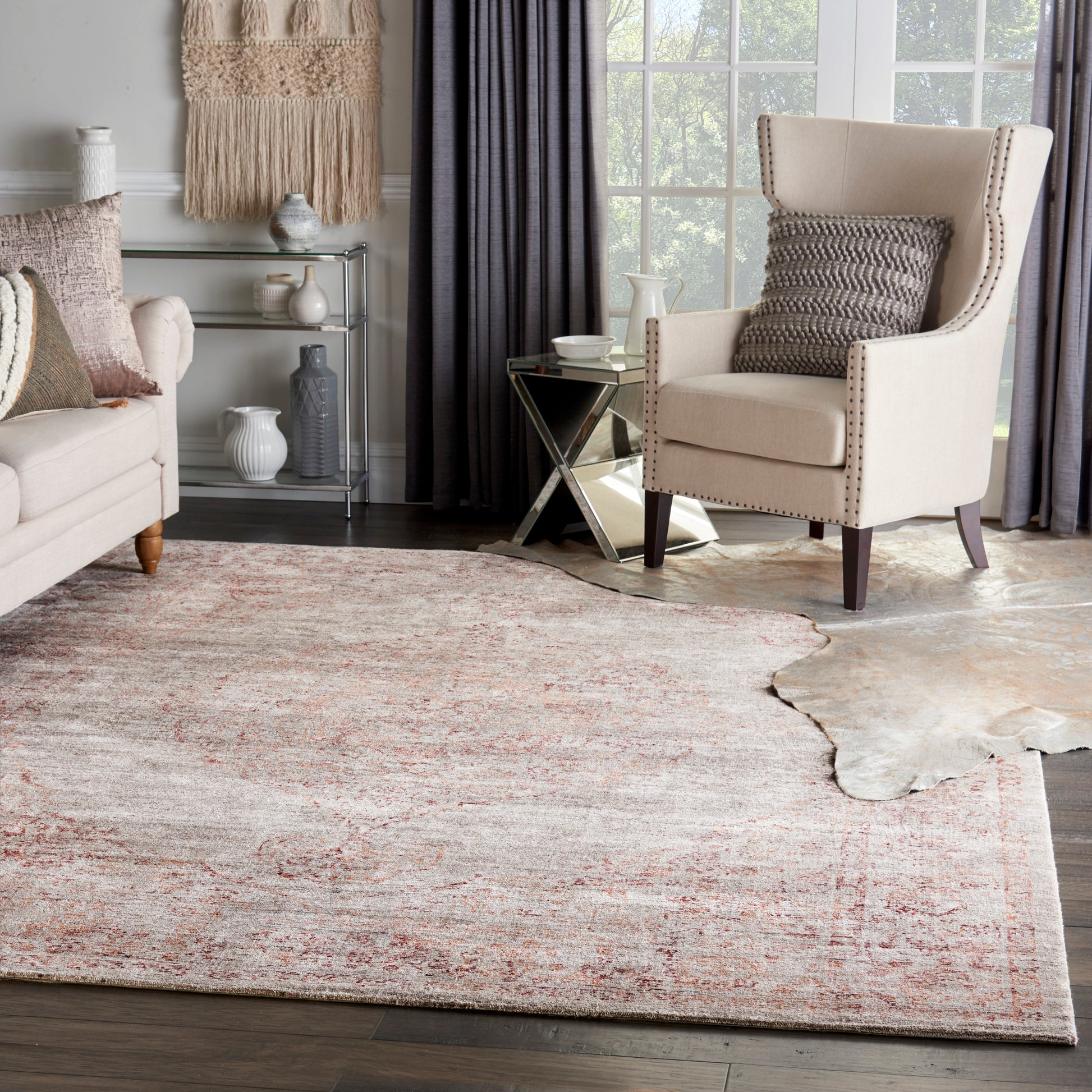 Nourison Home Lucent  Silver Red  Transitional