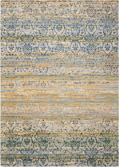 Nourison Home Rhapsody RH003 Beige Blue Transitional Loomed Rug
