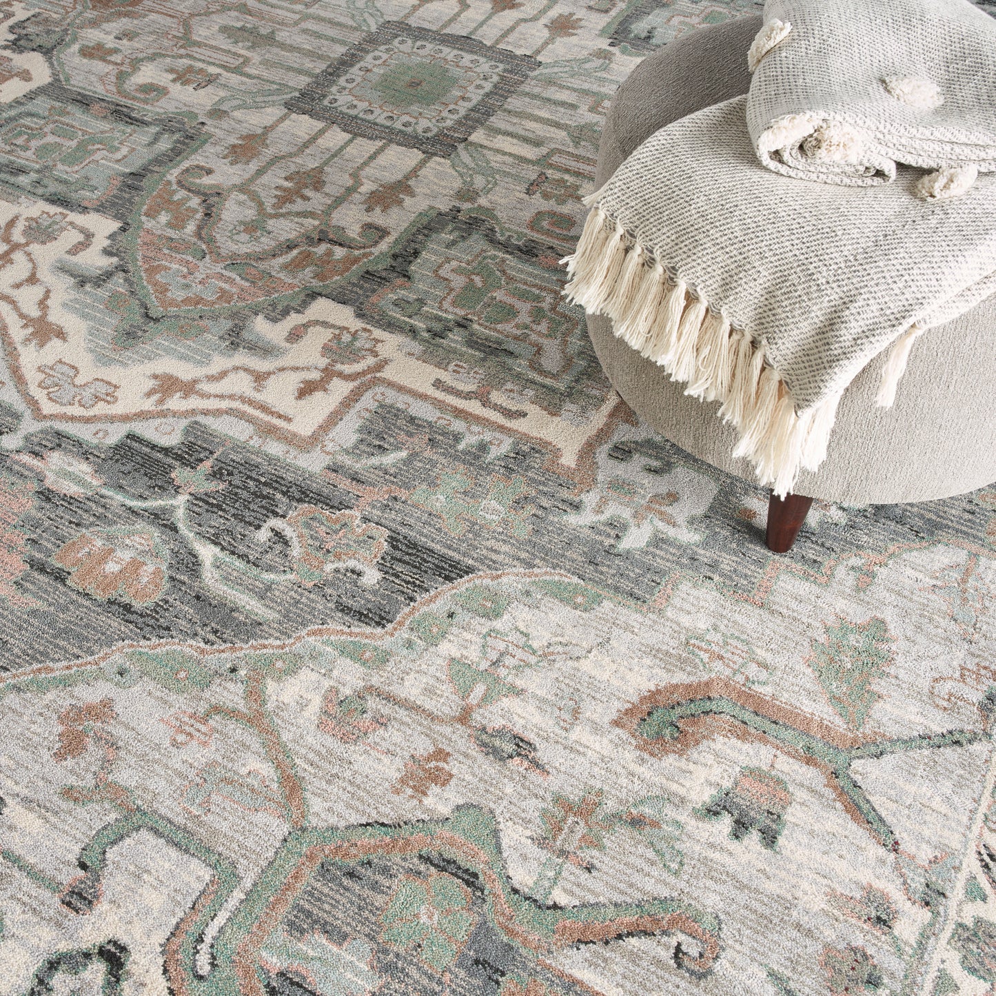 Nourison Home Parisa  Grey Sage  Traditional