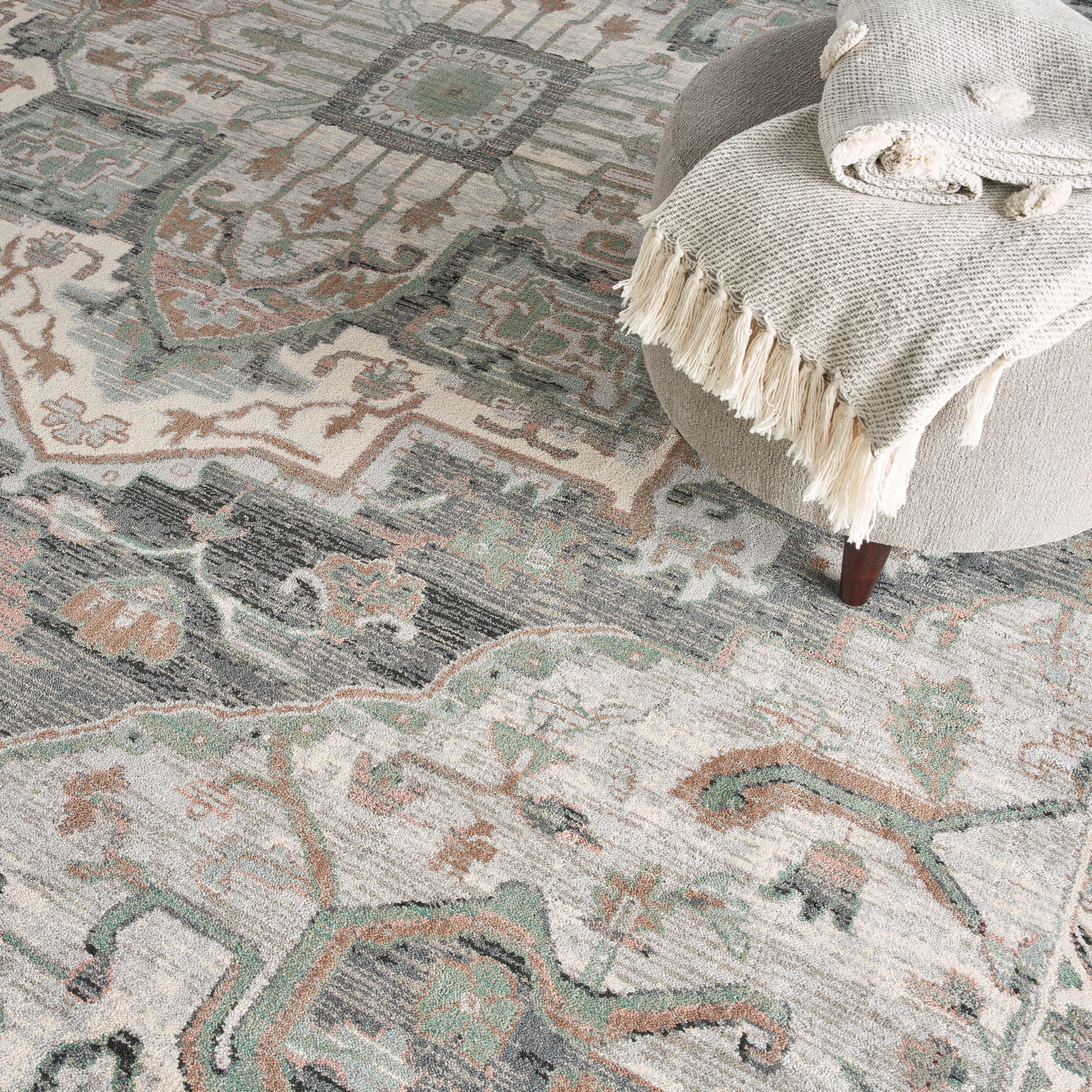 Nourison Home Parisa  Grey Sage  Traditional