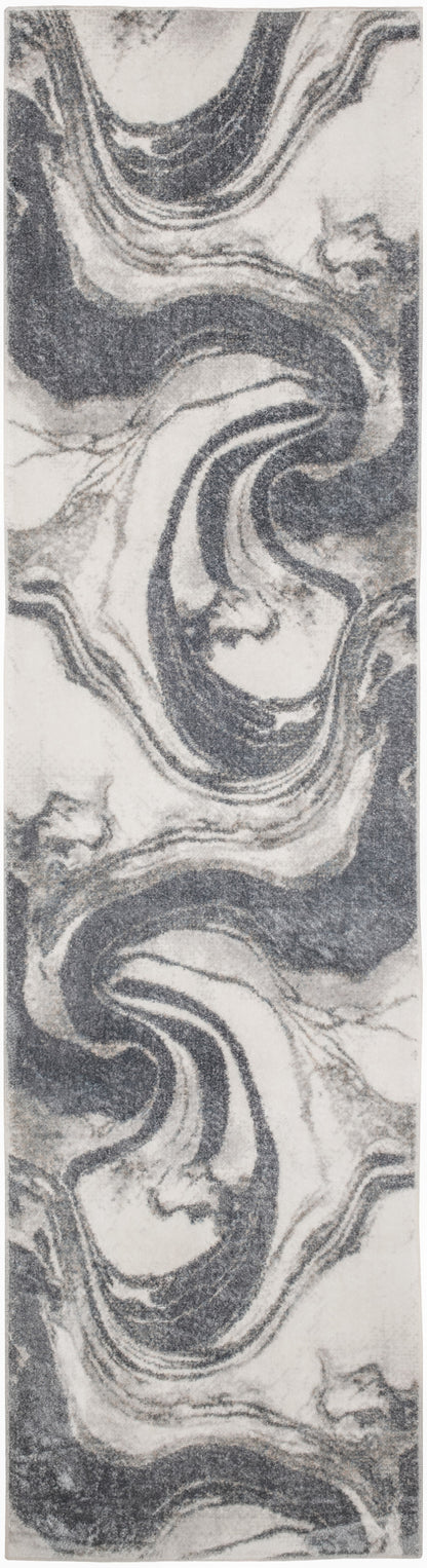 Nourison Home Astra Machine Washable ASW15 Ivory Grey Contemporary Power-loomed Rug